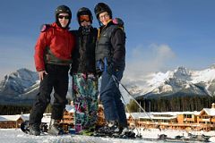 17 Jerome Ryan, Peter Ryan, Charlotte Ryan With Lake Louise Ski Lodge Behind.jpg